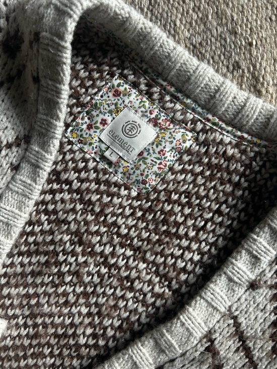 Element Sweaters - Element Cream-Trimmed Brown Marled Knit Sweater